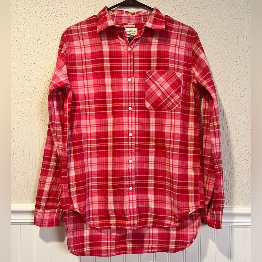 Denim & Supply Ralph Lauren Pink Plaid Cotton Boyfriend Shirt size medium